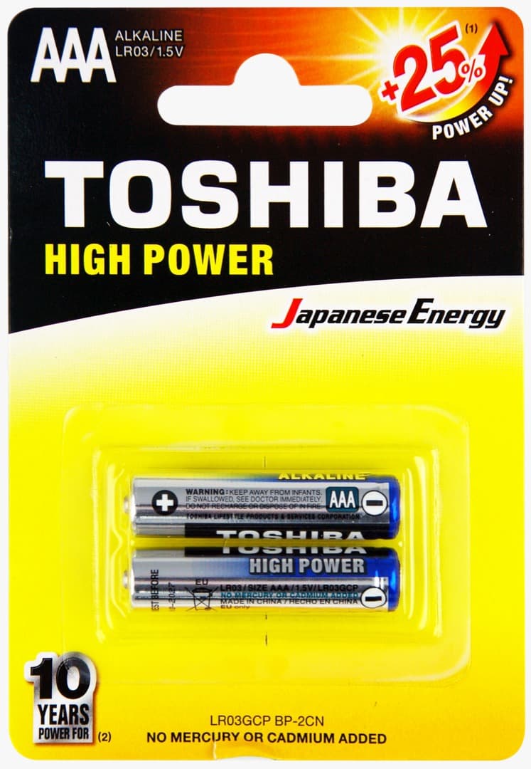 TOSHIBA R3/2 AAA alkaline batteries, 2 pcs/set