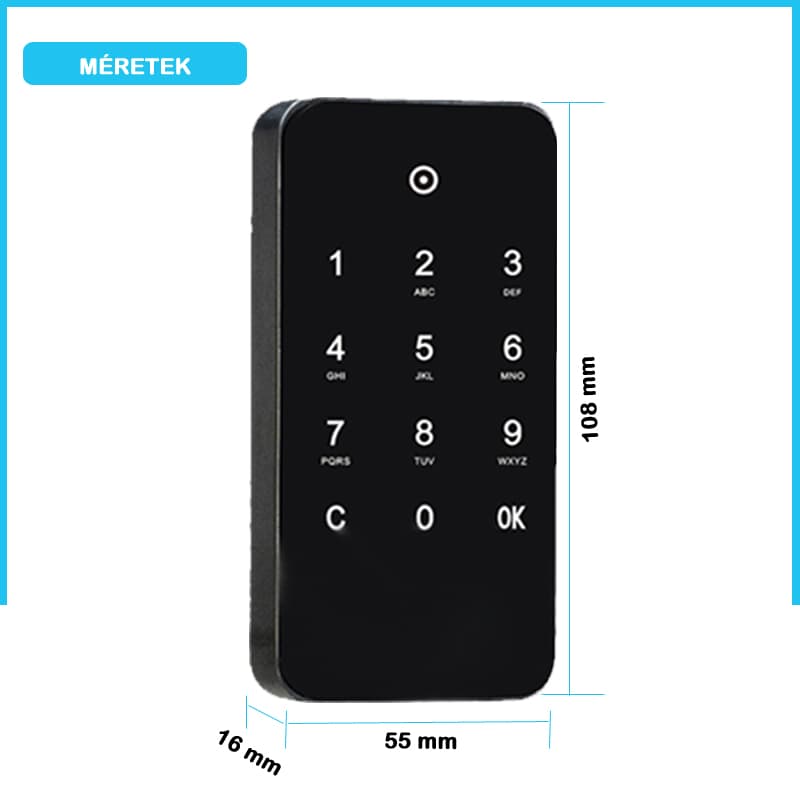 M10 Elektronikus zár szekrényekhez, Egyszeri Kód, Fekete 2