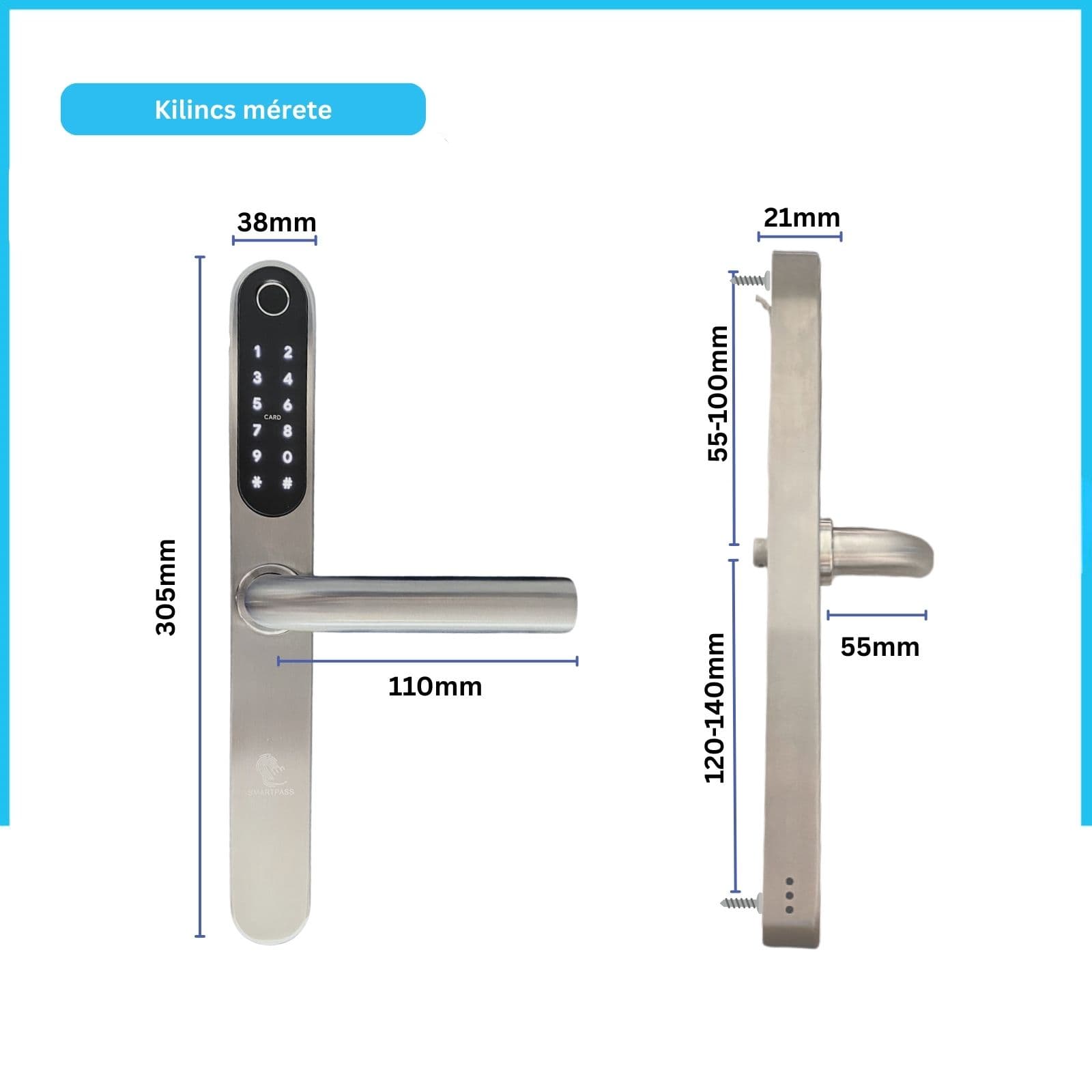 MONTE CARLO PLUS SILVER smart lock with fingerprint, Bluetooth, WiFi, PIN, RFID card, key 4