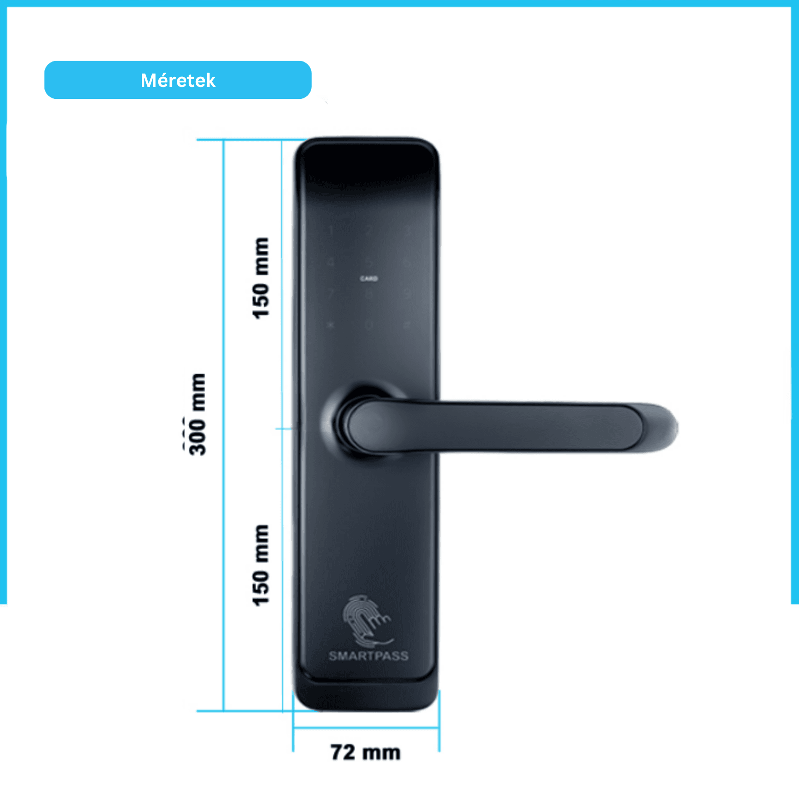 OSAKA BLACK smart lock, Bluetooth, WiFi, PIN code, RFID card, key 4