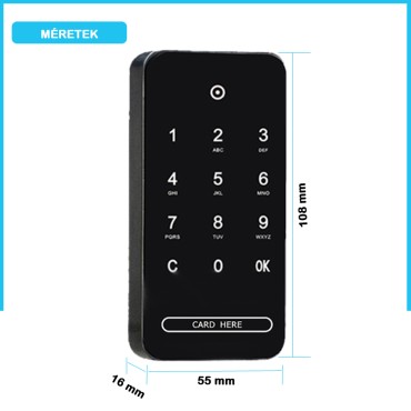 M11 Elektronikus zár szekrényekhez, Egyszeri Kód, Kártya, Karszalag, Fekete 